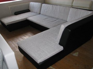 Rozkládací sedací souprava do tvaru U s úložným prostorem a s možností variability stran | Kvalitní a levný nábytek z outletu, bazar nábytku | Euronábytek Praha