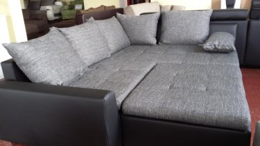 Rohová sedačka rozkládací 256x165, světle šedá/bílá | Kvalitní a levný nábytek z outletu, bazar nábytku | Euronábytek Praha