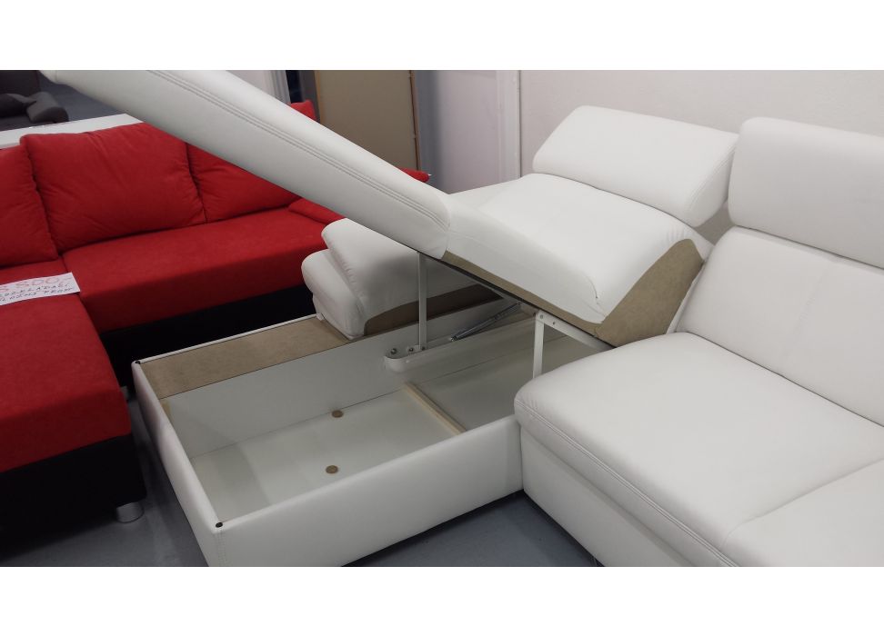 Rozkládací sedačka s odkládacím prostorem - bílá kůže-Fj2WPCHpn.jpg | Kvalitní a levný nábytek z outletu, bazar nábytku | Euronábytek Praha